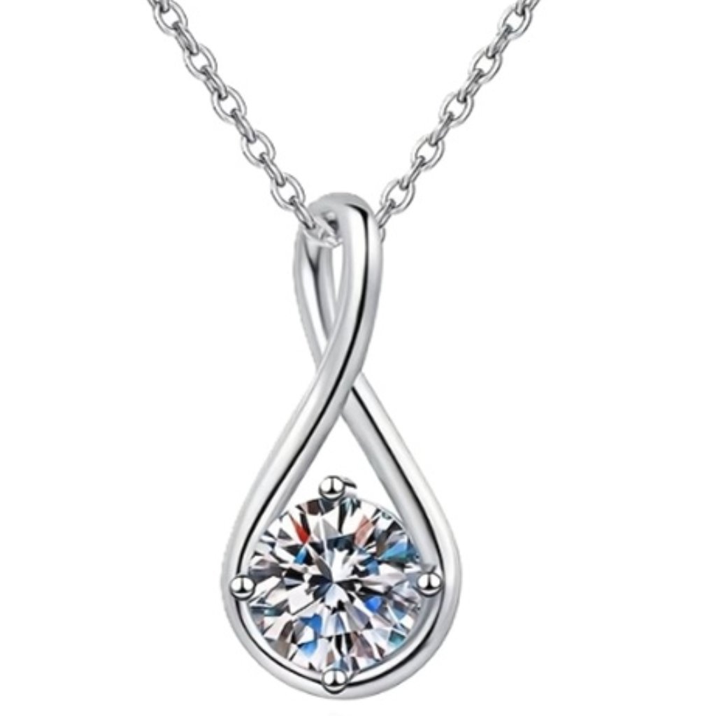 925 Sterling Silver Infinity Solitaire 2 Carat Moissanite Necklace 74$